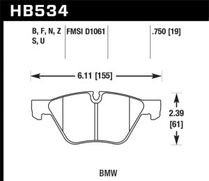 BMW 3 Series Brake Pad Sets - Front - Hawk Performance - HT-10 - 2006